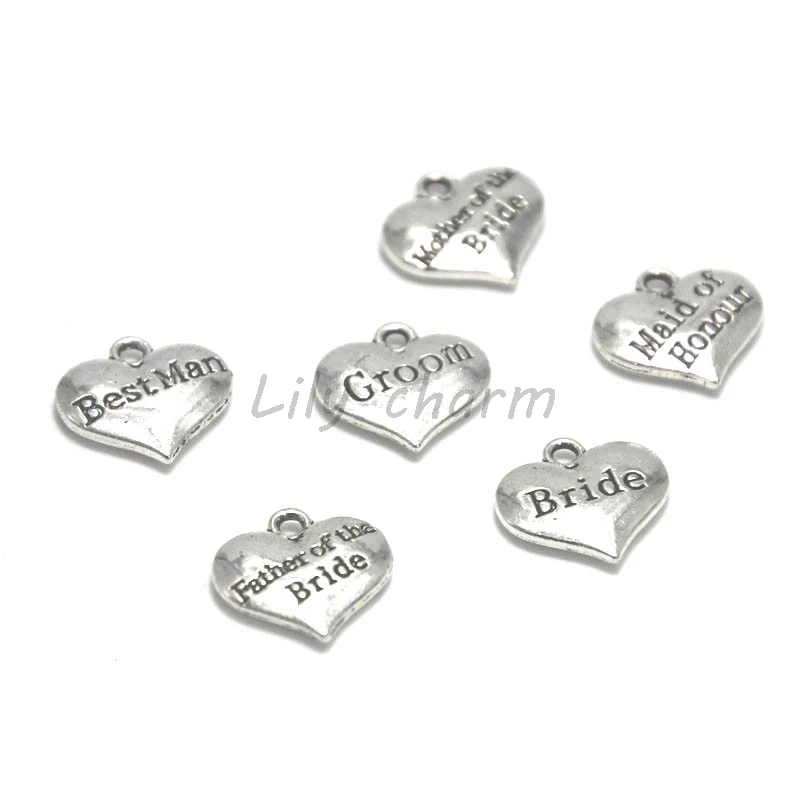 15pcs Heart bride Charms silver Tone Bride Best man father of the bride mother of the bride maid of honour groom 15x14mm
15pcs Heart bride Charms silver Tone Bride Best man father of the bride mother of the bride maid of honour groom 15x14mm