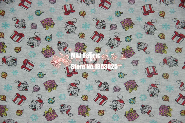 50*170cm Christmas Tom and Jerry cat baby soft cotton knitted fabric printed knitted jersey fabric DIY baby skirt fabric
50*170cm Christmas Tom and Jerry cat baby soft cotton knitted fabric printed knitted jersey fabric DIY baby skirt fabric