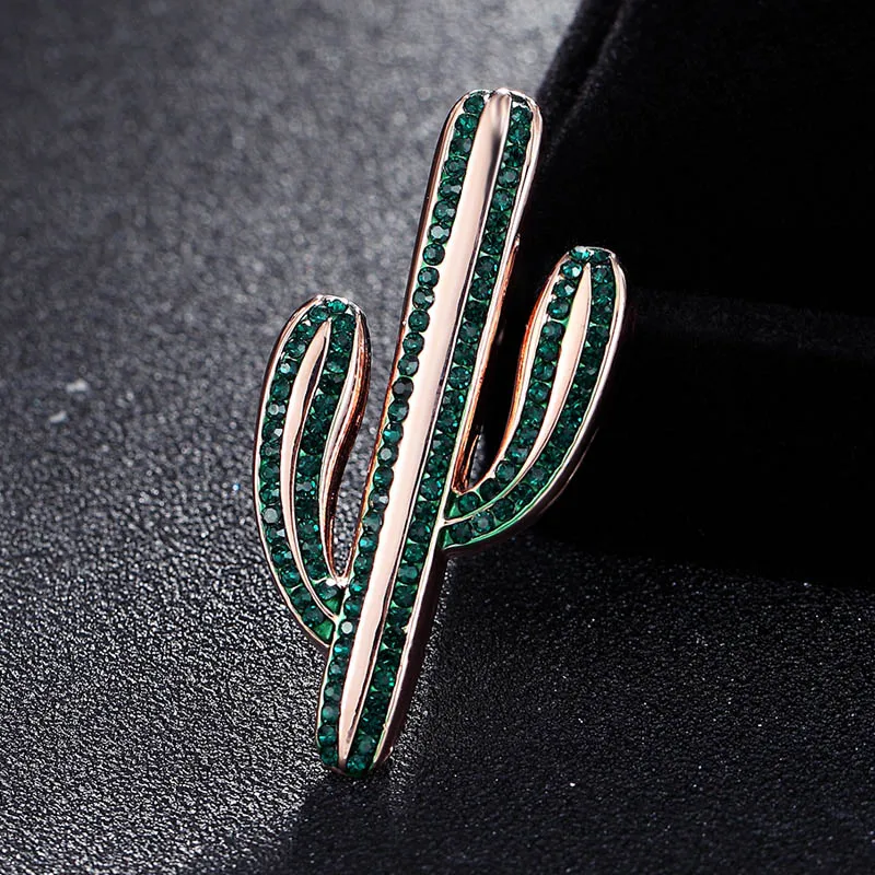 

fashion new statement Cactus Brooch Kids Lady Crystal Plant Corsage Suit Scarf Dress Decoration Gold-color Jewelry Pins Bijoux
