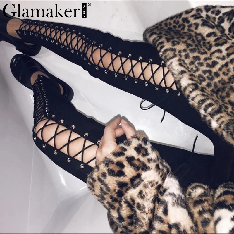 Glamaker Lace up women ladies pants Female hole capris pants leggings Sexy slim black trousers lace up punk style 2018
Glamaker Lace up women ladies pants Female hole capris pants leggings Sexy slim black trousers lace up punk style 2018