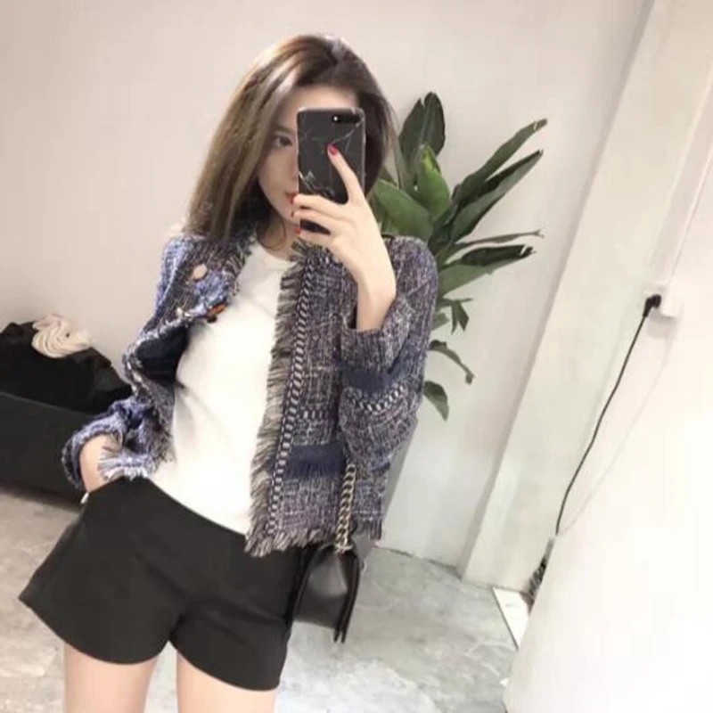 2018 spring and autumn new women's cardigan short paragraph wild ladies small incense wind tweed fringe jacket
2018 spring and autumn new women's cardigan short paragraph wild ladies small incense wind tweed fringe jacket