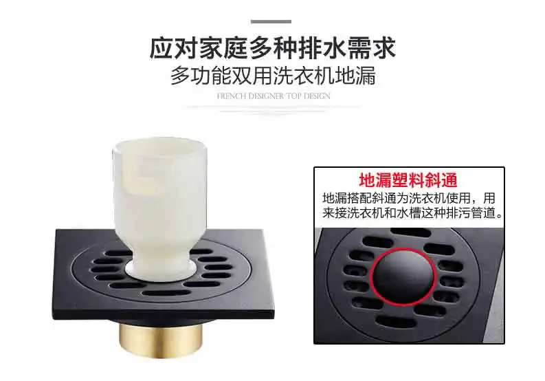 地漏-黑色全铜防臭地漏仿古卫生间厕所下水道三通洗衣机地漏浴室淋浴房-地漏尽在阿里_15