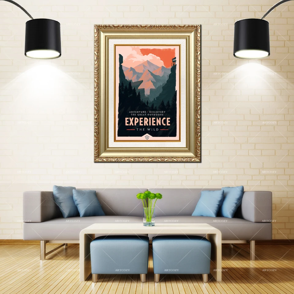 Artcozy Водонепроницаемая холщовая картина Золотая рамка абстрактный Олли мох
