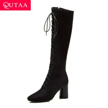 QUTAA 2020 Women Slim Scrub Lace Up Knee High Boots Square Toe Shoes Square Heel Zipper Warm Fur Winter Long Boots Size 34-43
QUTAA 2020 Women Slim Scrub Lace Up Knee High Boots Square Toe Shoes Square Heel Zipper Warm Fur Winter Long Boots Size 34-43