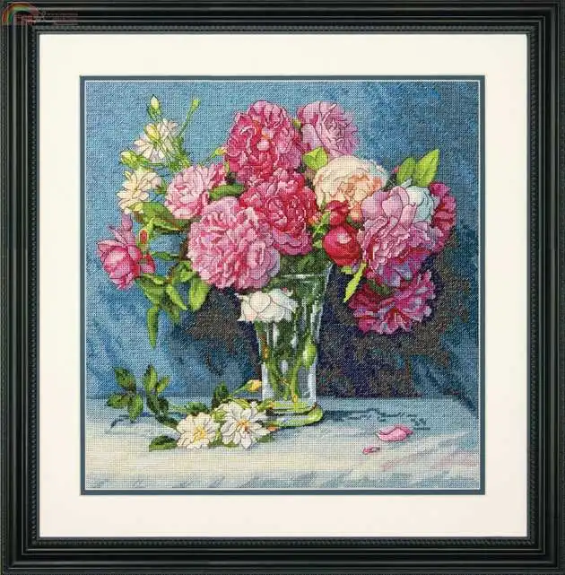 cs-2153 Cross Stitch Kit Mary's Bouquet Peony Peonies Flower Flowers in Vase
