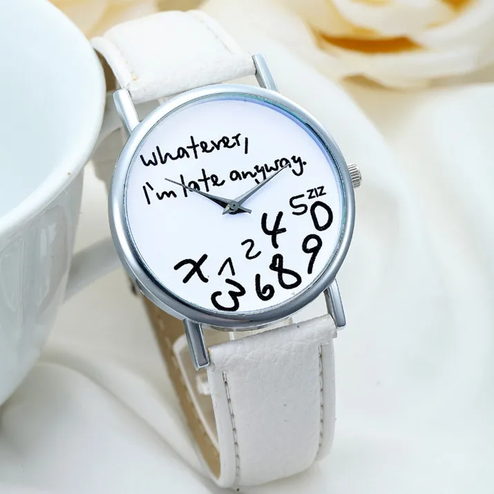 NEW Retro Watch Women Fashion Geneva Whatever Pu Leather I'm late Funny Wristwatch Girl Gift Wristwatch Quartz Watch
NEW Retro Watch Women Fashion Geneva Whatever Pu Leather I'm late Funny Wristwatch Girl Gift Wristwatch Quartz Watch