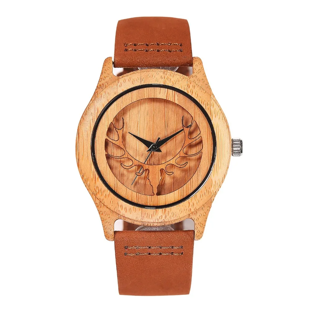 Casual Bamboo Wooden Watch Cool Deer Head Hollow Leather Band Strap Nature Wood Bangle Wristwatch Unisex Reloj Hombre
Casual Bamboo Wooden Watch Cool Deer Head Hollow Leather Band Strap Nature Wood Bangle Wristwatch Unisex Reloj Hombre
