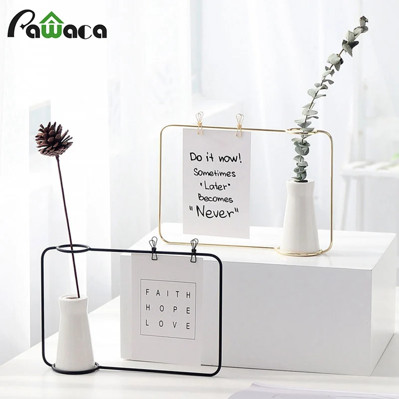 Nordic Style Wrought Iron Photo Frame Ceramic Flower Vase Holder Clip Postcard Double Sided Photo Frame Home Office Decoration
Nordic Style Wrought Iron Photo Frame Ceramic Flower Vase Holder Clip Postcard Double Sided Photo Frame Home Office Decoration