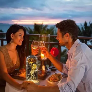 HOT Rose In Flask Beauty And The Beast Gold-plated Red Rose With LED Light In Glass Dome For Wedding Party Mother's Day Gift
HOT Rose In Flask Beauty And The Beast Gold-plated Red Rose With LED Light In Glass Dome For Wedding Party Mother's Day Gift