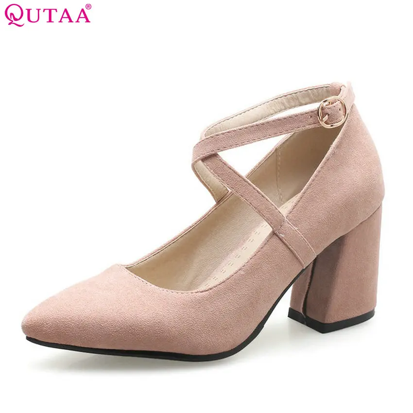 QUTAA 2018 Women Pumps Flock Square High Heel Women Cute Shoes Fashion Pointed Toe Casual Buckle Pink Ladies Pumps Size 34-43
QUTAA 2018 Women Pumps Flock Square High Heel Women Cute Shoes Fashion Pointed Toe Casual Buckle Pink Ladies Pumps Size 34-43