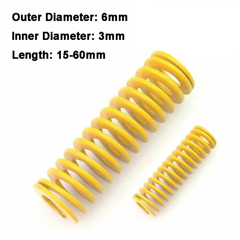 5Pcs Yellow Light Load Stamping Compression Mould Die Spring Outer Diameter 6mm Inner Diameter 3mm Length 15-60mm
5Pcs Yellow Light Load Stamping Compression Mould Die Spring Outer Diameter 6mm Inner Diameter 3mm Length 15-60mm