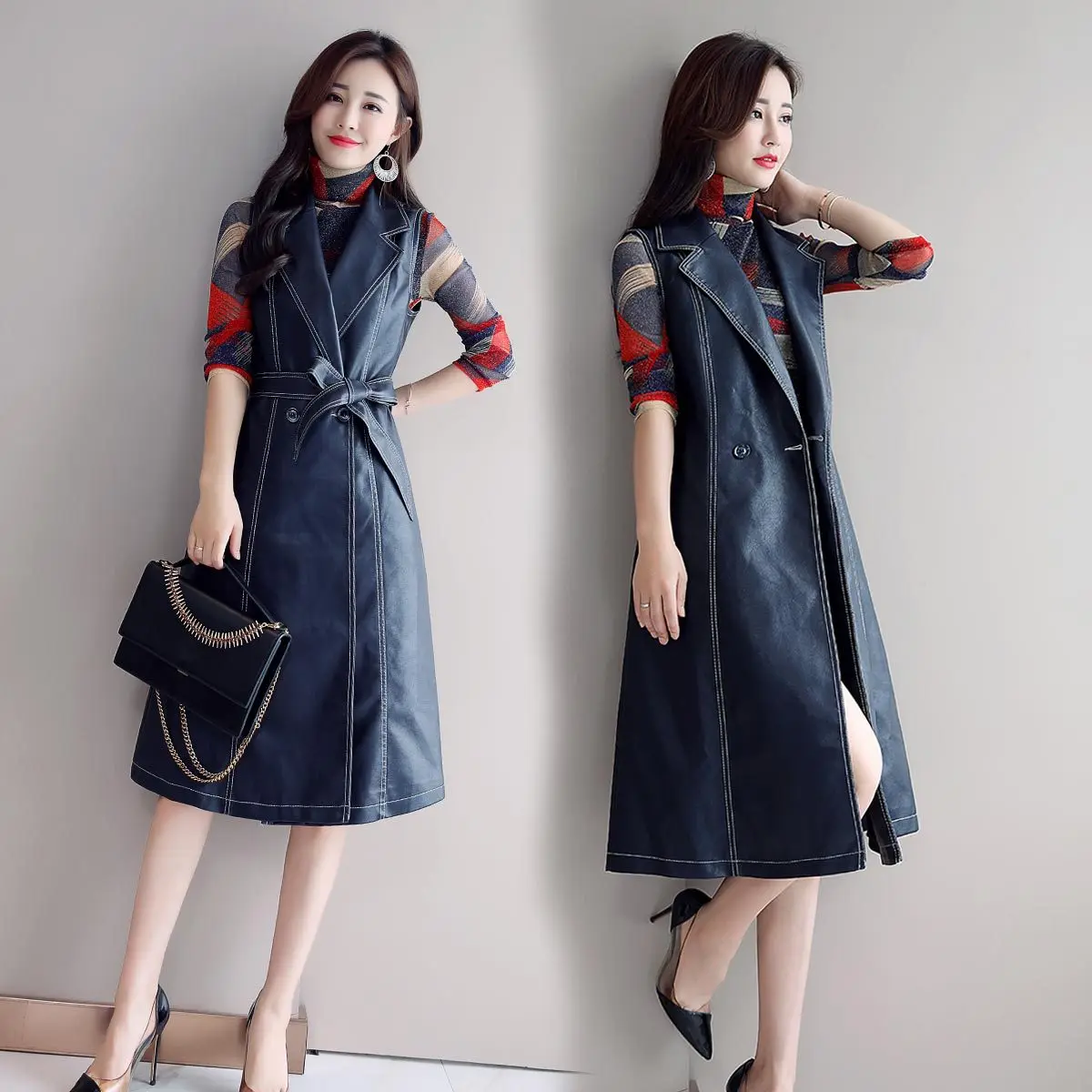 SWYIVY Womens Leather Vest Coat 2018 Autumn Female Fashion Outwear Jacket Long Design Slim Ladies Faux Leather Coat Slim XXXL
SWYIVY Womens Leather Vest Coat 2018 Autumn Female Fashion Outwear Jacket Long Design Slim Ladies Faux Leather Coat Slim XXXL