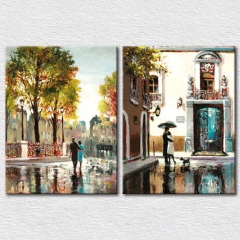 High quality Canvas printed wedding room decoration picture Romantic autumn rain street painting 2pcs set
High quality Canvas printed wedding room decoration picture Romantic autumn rain street painting 2pcs set