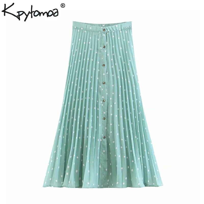 Vintage Elegant Polka Dots Pleated Midi Skirt Women 2019 Fashion A Line Buttons Streetwear Ladies Skirts Casual Faldas Mujer
Vintage Elegant Polka Dots Pleated Midi Skirt Women 2019 Fashion A Line Buttons Streetwear Ladies Skirts Casual Faldas Mujer