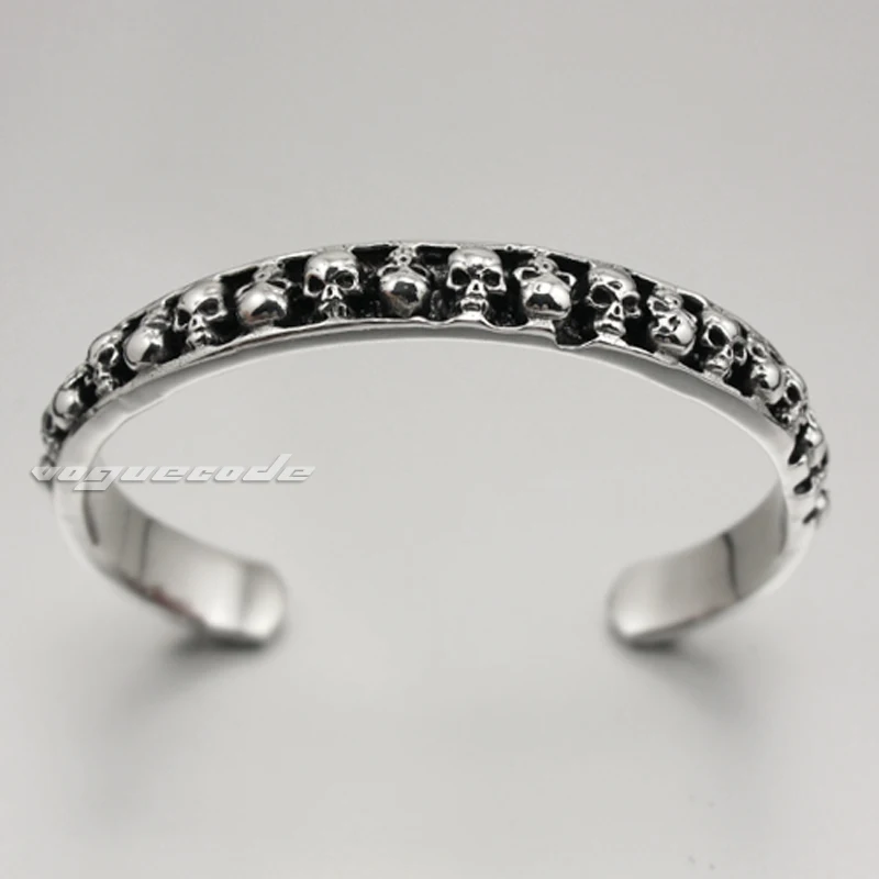 316L Stainless Steel Skulls Bangle Mens Biker Rock Punk Bracelet 5J011 Fit 7 ~ 8 inches Wrist | Украшения и аксессуары