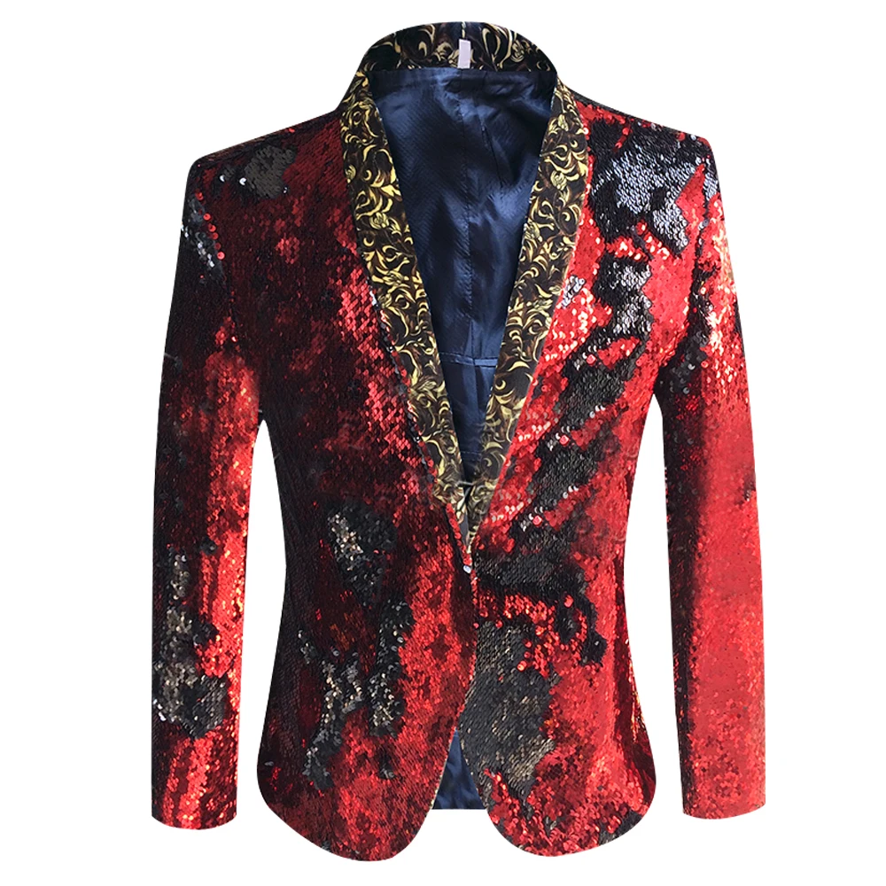 HCF by Air Men's 1 Piece Without Button Fashion Regular Shiny Red Black Sequins Flat Pattern Collar Jackets
HCF by Air Men's 1 Piece Without Button Fashion Regular Shiny Red Black Sequins Flat Pattern Collar Jackets