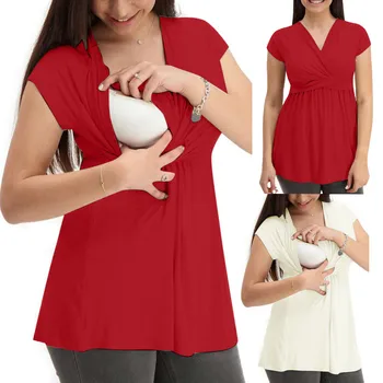 Maternity Breastfeeding Clothes Women Nusring Solid Short Sleeve Tops Ruffles Clothes Blouse Lactancia Casual Mothers Clothing
Maternity Breastfeeding Clothes Women Nusring Solid Short Sleeve Tops Ruffles Clothes Blouse Lactancia Casual Mothers Clothing