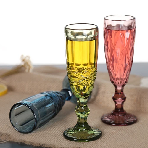 150ml set of 3 vintage multicolour relief champagne glass juice cup engraving high foot Glass Wine Cup
150ml set of 3 vintage multicolour relief champagne glass juice cup engraving high foot Glass Wine Cup