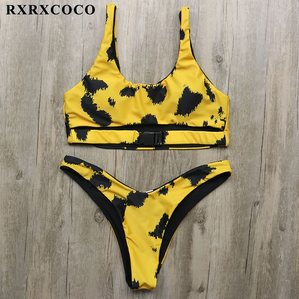 RXRXCOCO Brazilian Bikini 2018 Swimwear Women Sexy Top Button Swimsuit Low Waist Bathing Suit Blcak Printed Beachwear For Women
RXRXCOCO Brazilian Bikini 2018 Swimwear Women Sexy Top Button Swimsuit Low Waist Bathing Suit Blcak Printed Beachwear For Women