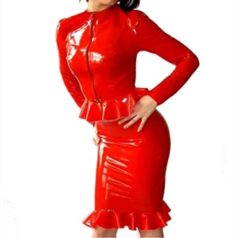 Latex Natural 100% Rubber Sexy Woman Dress Red Ruffle Suit Tops and Mini Dress Unisex Cosplay Customize Size XXS-XXL
Latex Natural 100% Rubber Sexy Woman Dress Red Ruffle Suit Tops and Mini Dress Unisex Cosplay Customize Size XXS-XXL
