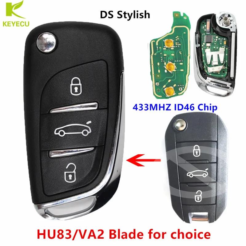 KEYECU Replacement DS Stylish New Folding Remote Key 3 Button 433MHZ ID46 Chip for Peugeot 208 2008 301 308 508
KEYECU Replacement DS Stylish New Folding Remote Key 3 Button 433MHZ ID46 Chip for Peugeot 208 2008 301 308 508