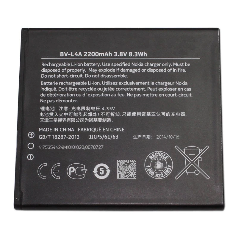 Original High Capacity BV-L4A Phone battery for Nokia RM-984 RM-985 Lumia 830 2200mAh
Original High Capacity BV-L4A Phone battery for Nokia RM-984 RM-985 Lumia 830 2200mAh