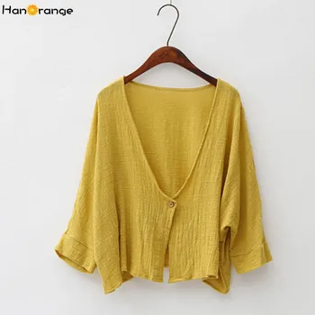 HanOrange Spring Summer 2020 Retro Art Cotton Linen Loose Cardigan Three Quarter Sleeve Sunscreen Single Button Jacket Shirt
HanOrange Spring Summer 2020 Retro Art Cotton Linen Loose Cardigan Three Quarter Sleeve Sunscreen Single Button Jacket Shirt