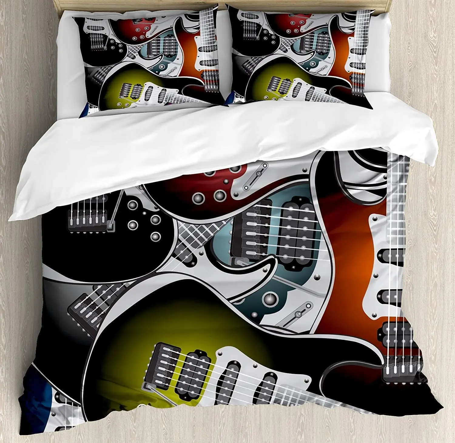 Popstar Party Duvet Cover Set Pile of Graphic Colorful Electric Guitars Rock Music Stringed Instruments 3/4pcs Bedding Sets
Popstar Party Duvet Cover Set Pile of Graphic Colorful Electric Guitars Rock Music Stringed Instruments 3/4pcs Bedding Sets
