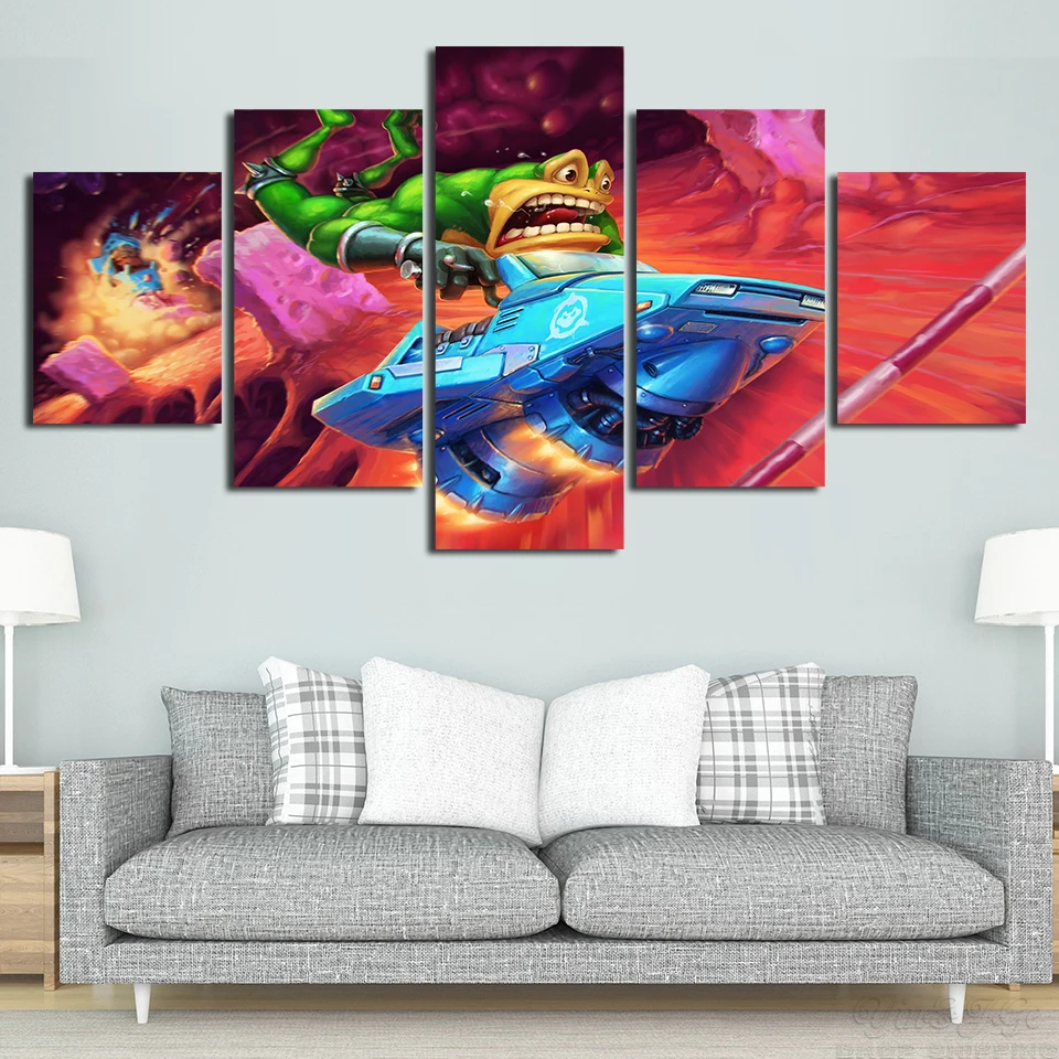 Printed-Battletoads-Canvas-Painting-5-Pieces-Game-Abstract-Cartoon-Posters-Modular-Frame-Living-Room-Wall-Art