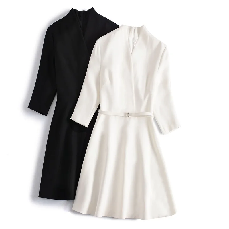 High Quality New 2019 Fall Winter Office Dress Lady V-Neck Solid Dress With Belt Female Slim Fit A-Line Simple Dress Vestidos
High Quality New 2019 Fall Winter Office Dress Lady V-Neck Solid Dress With Belt Female Slim Fit A-Line Simple Dress Vestidos