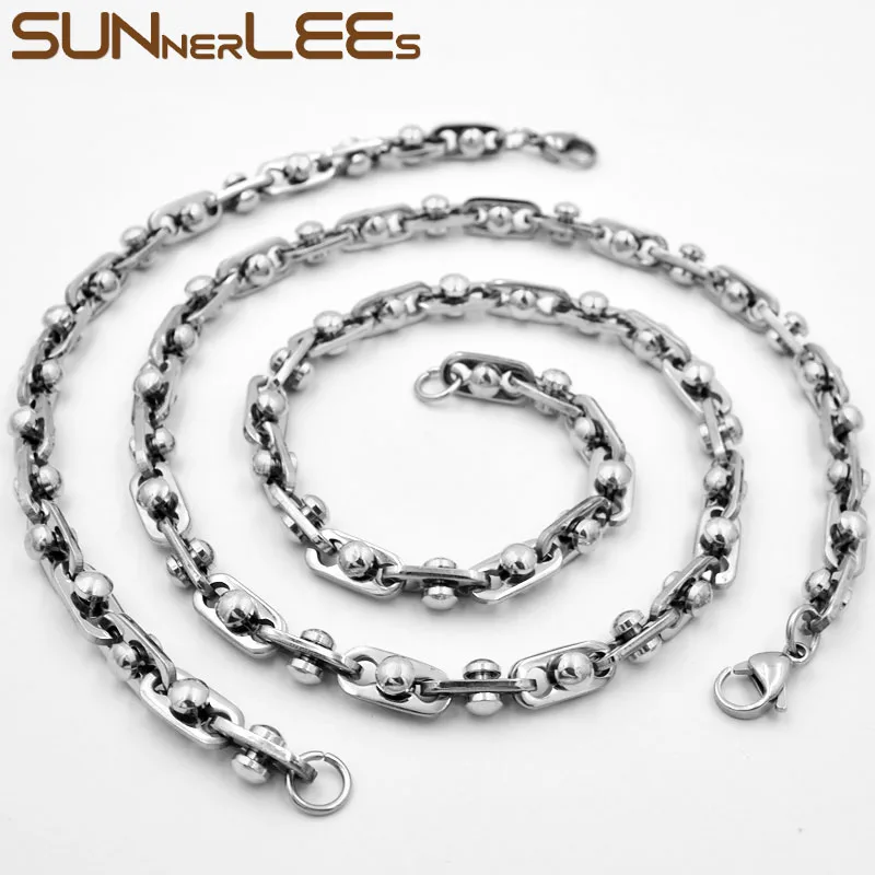 SUNNERLEES 316L Stainless Steel Necklace Bracelet Set 6mm Geometric Beads Link Chain Silver Gold Men Women Jewelry Gift SC163 S
SUNNERLEES 316L Stainless Steel Necklace Bracelet Set 6mm Geometric Beads Link Chain Silver Gold Men Women Jewelry Gift SC163 S