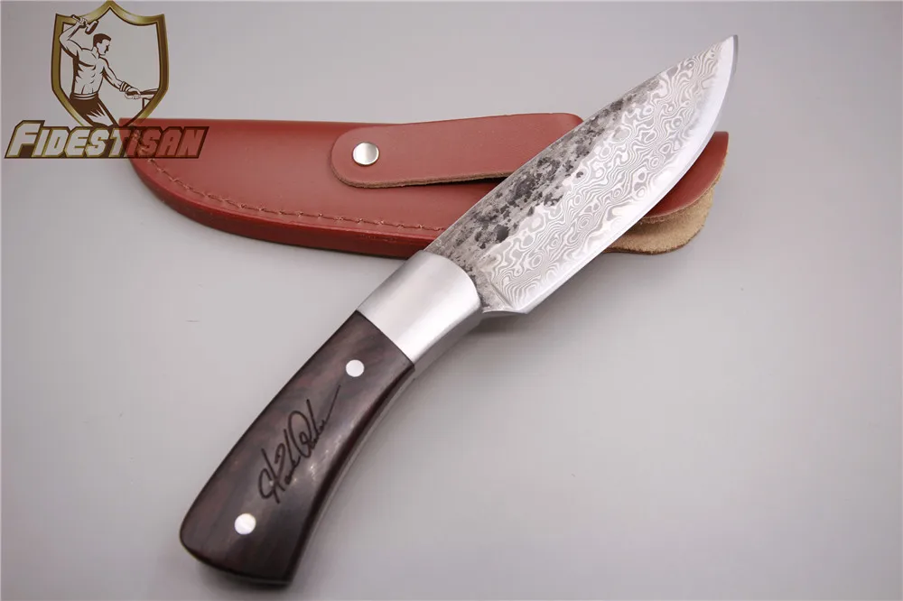 Handmade Damascus Steel Straight Knife Ebony Handle Pattern Multifunctional Outdoor Survival Utility Fixed Blade Knife Holster
Handmade Damascus Steel Straight Knife Ebony Handle Pattern Multifunctional Outdoor Survival Utility Fixed Blade Knife Holster