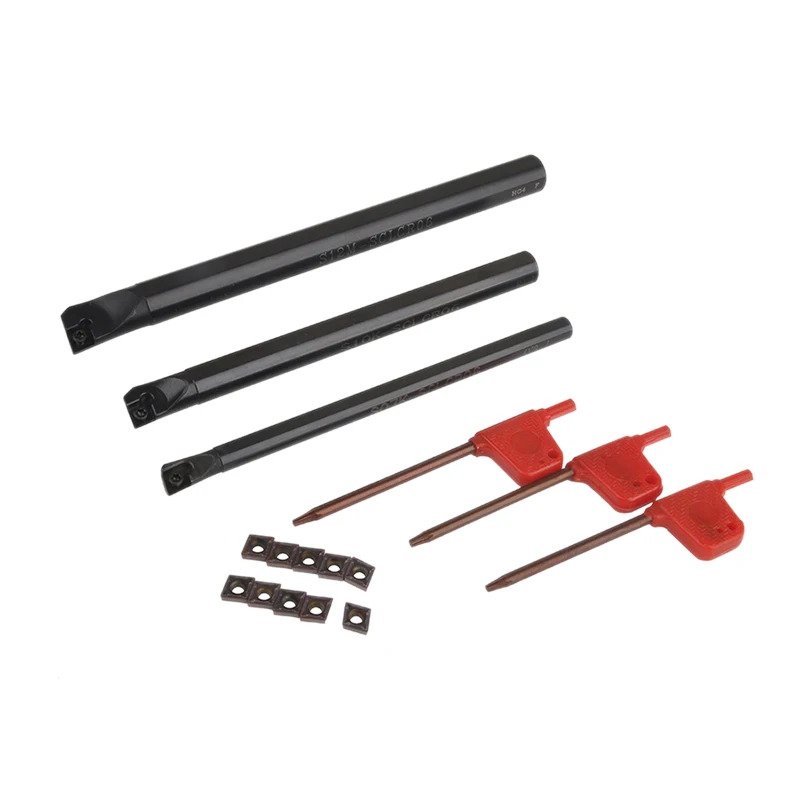 Cnc Tool Bar Set 10 Ccmt0602 Carbide Inserts + 3 Sclcr Boring Tool Holders With 3 Wrenches For Lathe Turning
Cnc Tool Bar Set 10 Ccmt0602 Carbide Inserts + 3 Sclcr Boring Tool Holders With 3 Wrenches For Lathe Turning