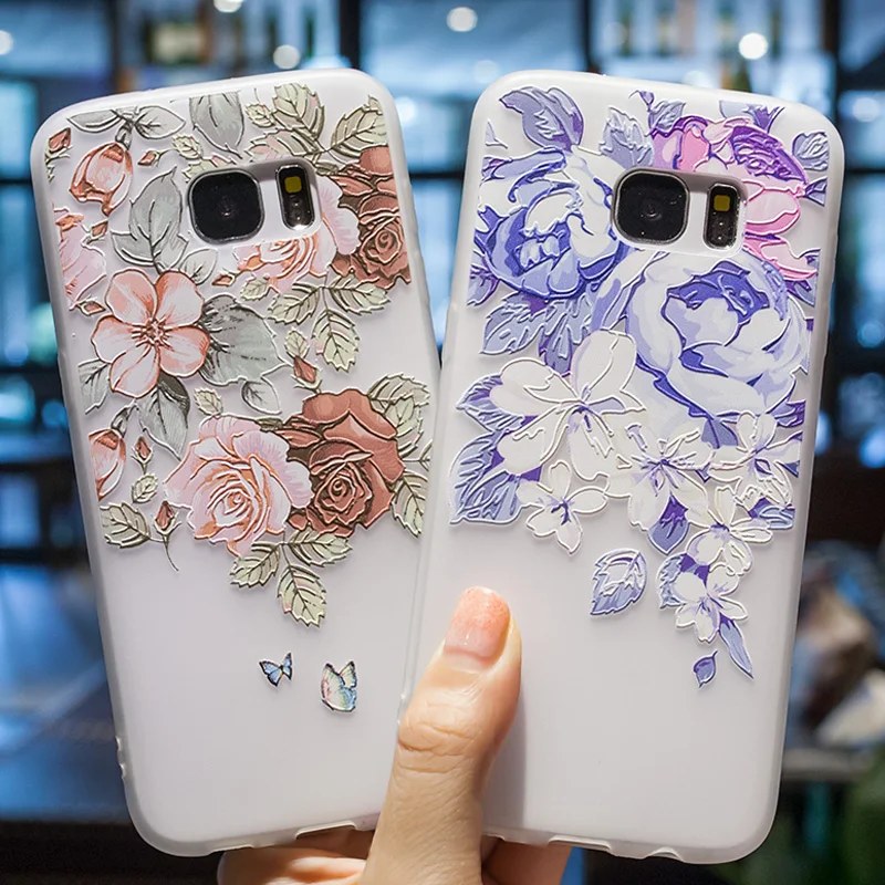BROEYOUE Case For Samsung Galaxy J3 2016 3D Relief Silicone Case For Samsung J3 2016 Flower Ultra Thin Matte Phone Cases Cover