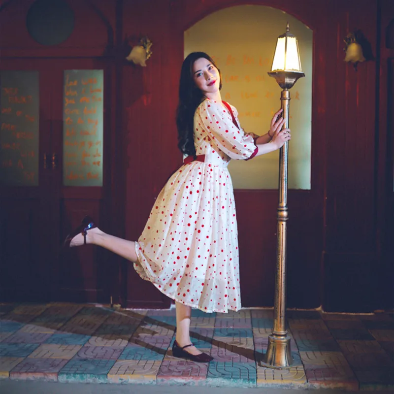 Women Spring Summer Vintage Elegant Slim Midi Dress Ladies Retro Hepburn Silk Linen Polka Dots Long Dresses vestidos verano 2019
Women Spring Summer Vintage Elegant Slim Midi Dress Ladies Retro Hepburn Silk Linen Polka Dots Long Dresses vestidos verano 2019
