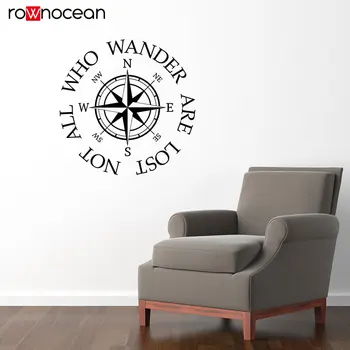 

Nautical Home Decor Compass Vinyl Plane Wall Sticker Not All Who Wander - Are Lost Quote Decals Removable Mural 3142