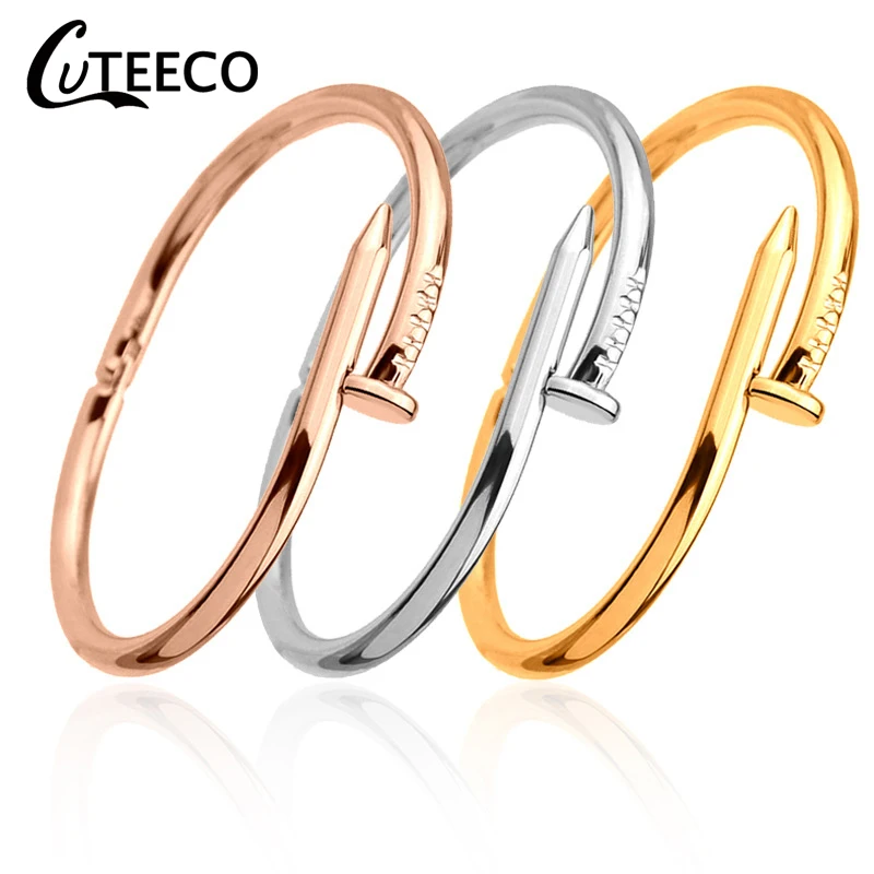 CUTEECO European Style Screw Nail Bracelets Women Cuff Bangles 3 Colors Stainless Steel Screw Bracelet Men Jewelry Lovers Gift
CUTEECO European Style Screw Nail Bracelets Women Cuff Bangles 3 Colors Stainless Steel Screw Bracelet Men Jewelry Lovers Gift