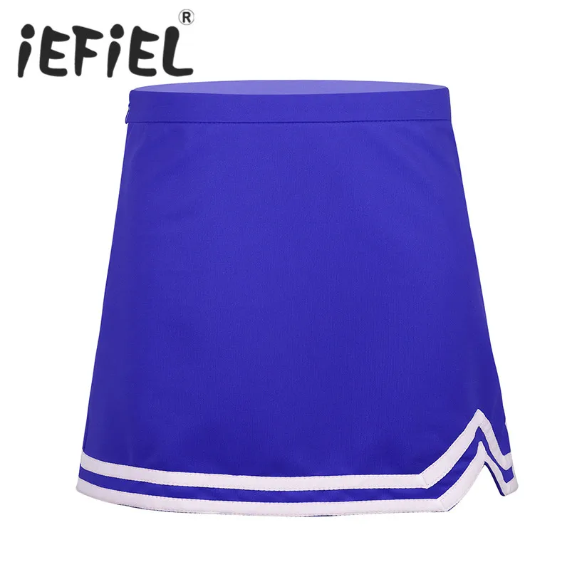 

Teenage Big Girls A-Line Covered Elastic Waistband Side Zipper Closure Cheer Uniform Skirt with Double V-Notch for Daily Wear