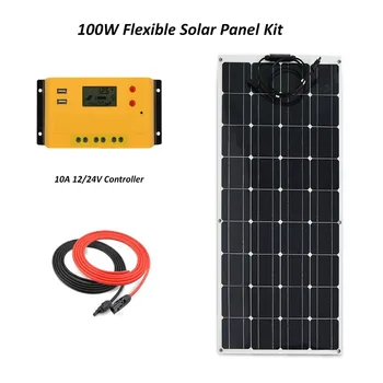 Portable Solar Panel Kit Flexible 100W plate CELLS Monocrystalline silicon Panels+10A LCD solar charge controller+ cable
Portable Solar Panel Kit Flexible 100W plate CELLS Monocrystalline silicon Panels+10A LCD solar charge controller+ cable