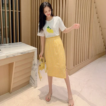 Loose New 2019 Brief Women Clothes Sexy Open Side Split Plaid Chic Two Piece Set Chic Print High Waist Plaid Women's Sets
Loose New 2019 Brief Women Clothes Sexy Open Side Split Plaid Chic Two Piece Set Chic Print High Waist Plaid Women's Sets