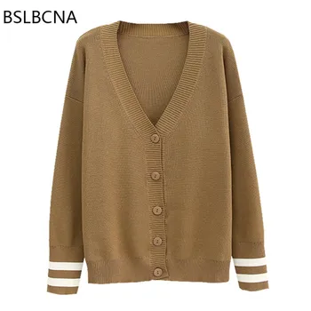 Preppy Style Stripe V-Neck Tops Single Breasted Femme Long Sleeve Crochet Female Autumn Women Cardigan Knitted Sweater Coat A143
Preppy Style Stripe V-Neck Tops Single Breasted Femme Long Sleeve Crochet Female Autumn Women Cardigan Knitted Sweater Coat A143