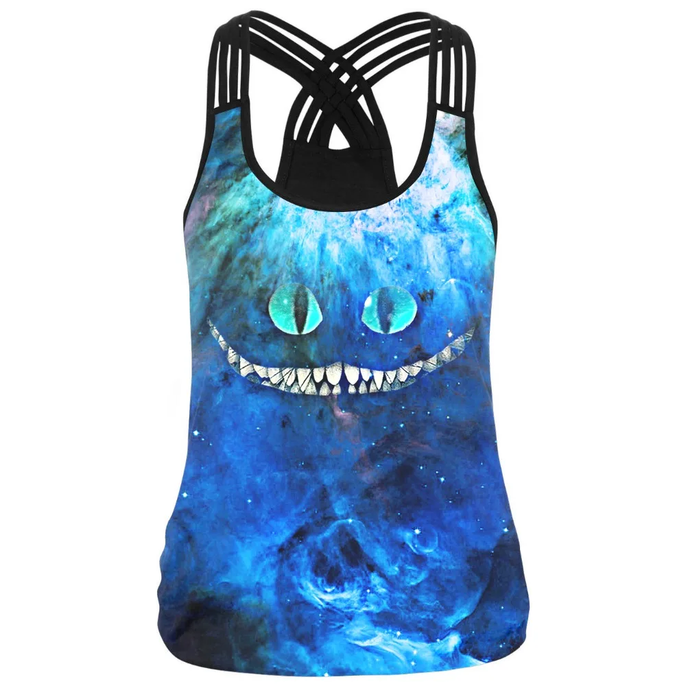 2017 3D Cheshire Cat Galaxy Printed Fitness Women Tops Sleeveless Hollow Out O neck Workout Tank Vest Summer Casual Bandage Tops
2017 3D Cheshire Cat Galaxy Printed Fitness Women Tops Sleeveless Hollow Out O neck Workout Tank Vest Summer Casual Bandage Tops