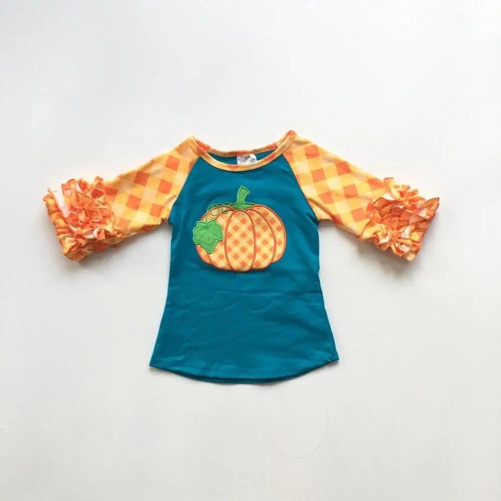 children girls Fall / Autumn raglans Girls Halloween raglans girls pumpkin raglans blue shirts orange paid sleeve with ruffle
children girls Fall / Autumn raglans Girls Halloween raglans girls pumpkin raglans blue shirts orange paid sleeve with ruffle