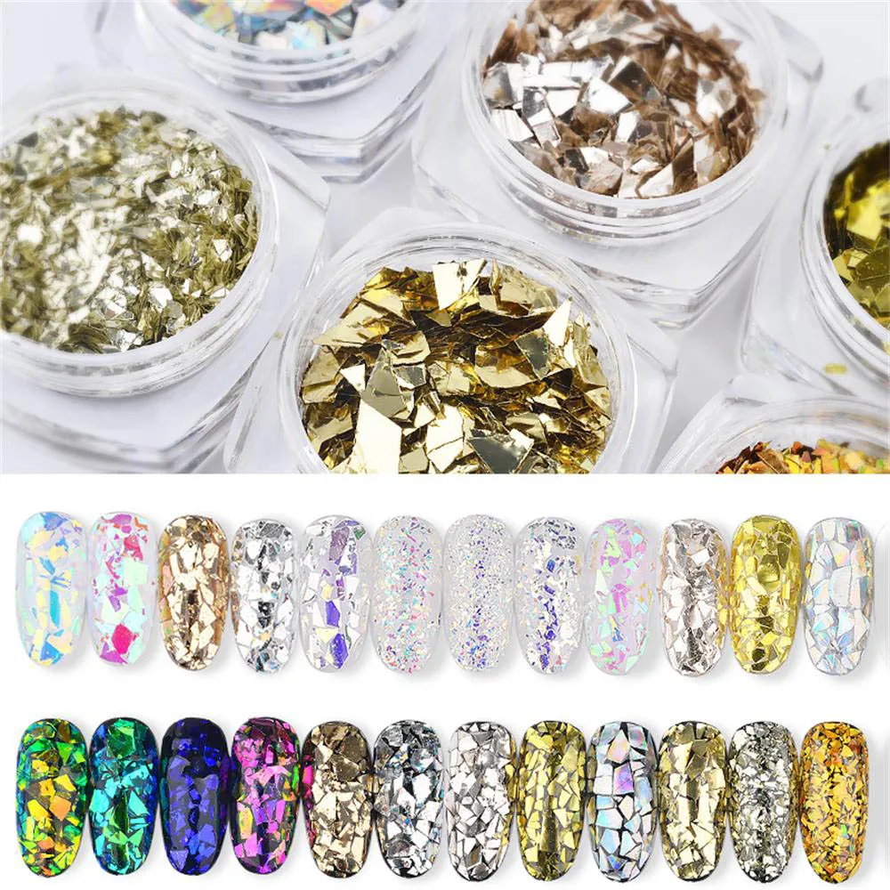 6 Boxes Nail Pigments Decoration Irregular Cellophane Paper Flake Slice Sequins 3D Glitter sparkles for nais Shell Manicure Set
6 Boxes Nail Pigments Decoration Irregular Cellophane Paper Flake Slice Sequins 3D Glitter sparkles for nais Shell Manicure Set