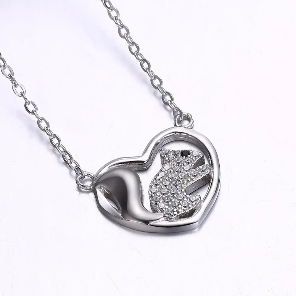 SILVERHOO 100% S925 Sterling Silver Jewelry Heart-shaped Squirrel Pendant Necklace For Ladies Fine Jewelry Anniversary Gifts
SILVERHOO 100% S925 Sterling Silver Jewelry Heart-shaped Squirrel Pendant Necklace For Ladies Fine Jewelry Anniversary Gifts