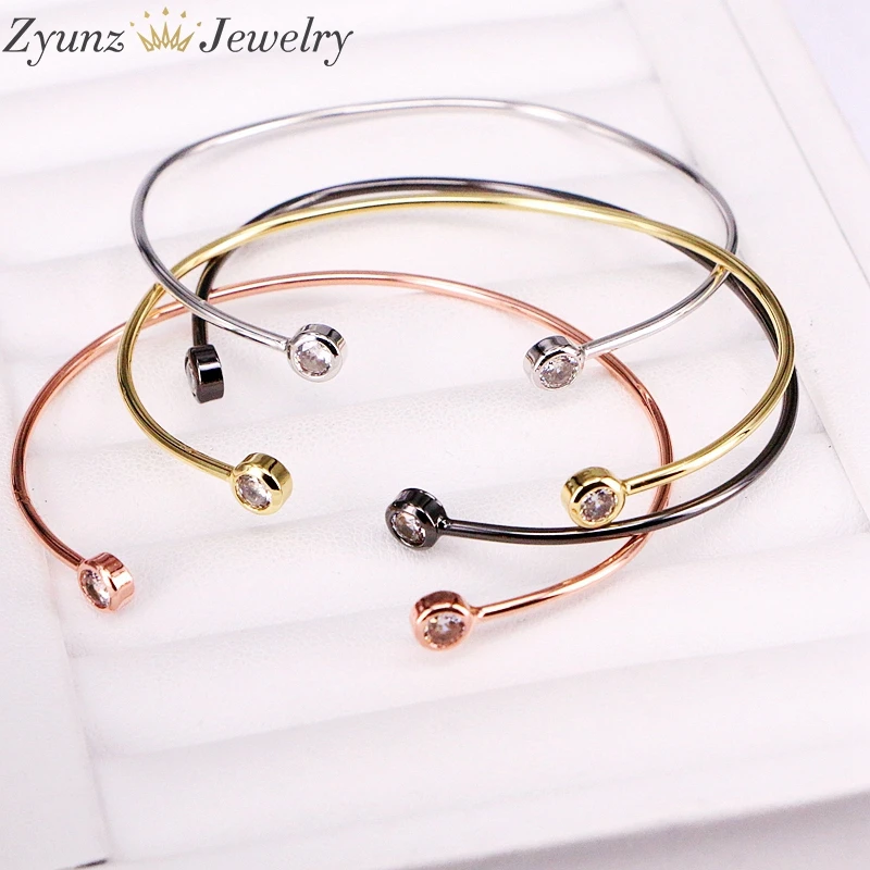10PCS, Bracelets & Bangles Fashion silver rose Gold Black Gold Color cz round Open Bangle For Women Gift Cuff Bracelet
10PCS, Bracelets & Bangles Fashion silver rose Gold Black Gold Color cz round Open Bangle For Women Gift Cuff Bracelet