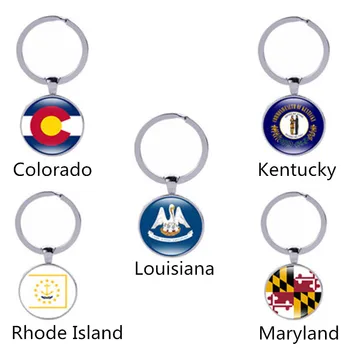 

United States Map State Flag New Pendant Colorado, Kentucky, Louisiana, Rhode Island, Maryland Flag Keychain Female Accessories