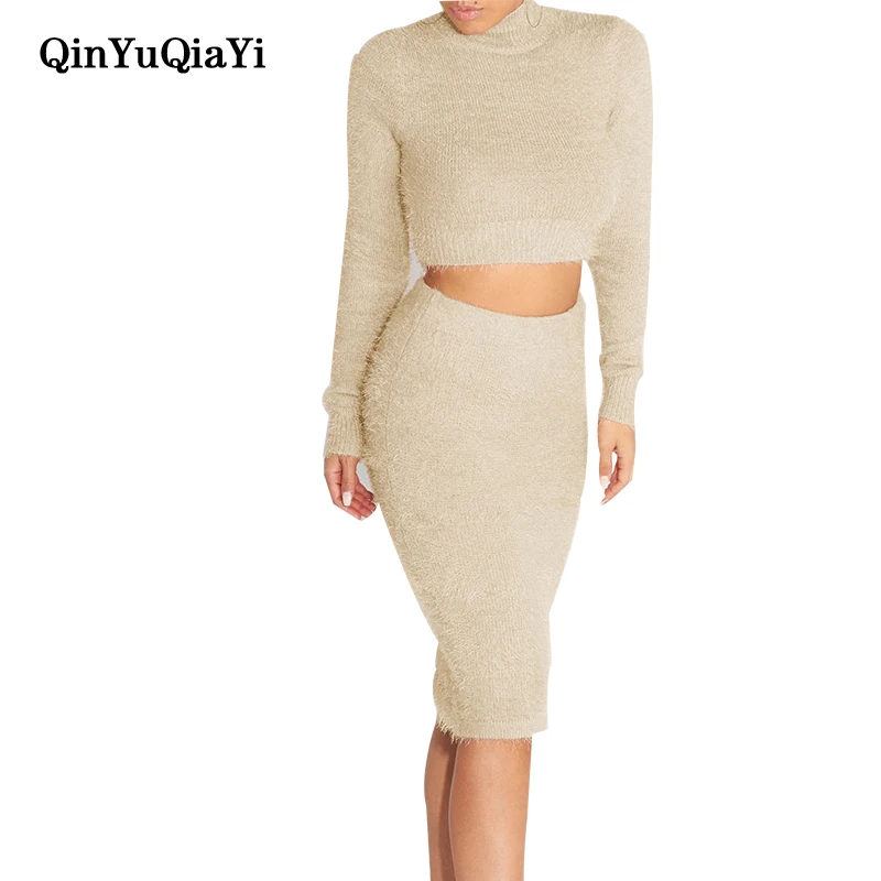 2019 New Fashion Autumn Winter Women's Long-sleeved Sweater and Skirt Two Piece Set Crop Top High Waist Knee Length Skirt
2019 New Fashion Autumn Winter Women's Long-sleeved Sweater and Skirt Two Piece Set Crop Top High Waist Knee Length Skirt