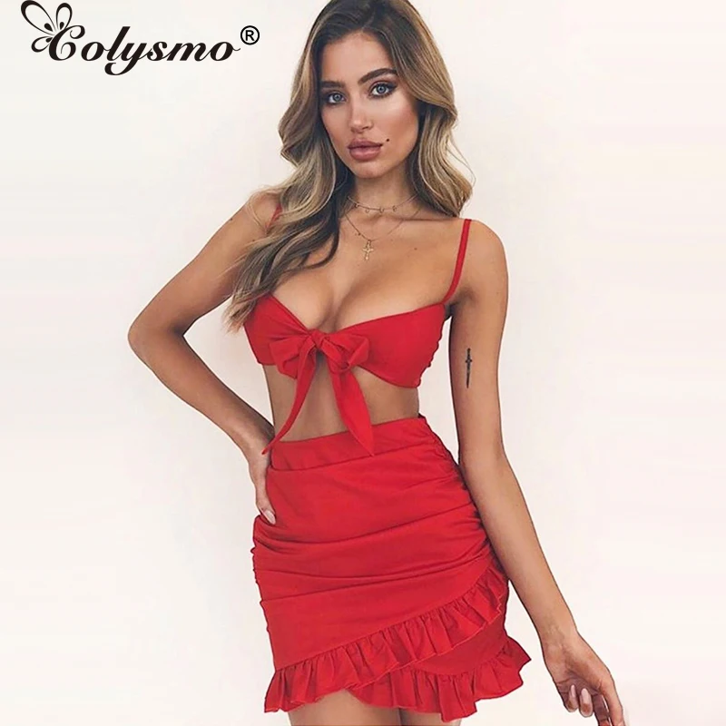 Colysmo New Beach Dress Women Summer Dress 2018 Ruffle Asymmetrical Ruched Mini Dresses Red Bustier Two-piece Dress Sets Vestido
Colysmo New Beach Dress Women Summer Dress 2018 Ruffle Asymmetrical Ruched Mini Dresses Red Bustier Two-piece Dress Sets Vestido
