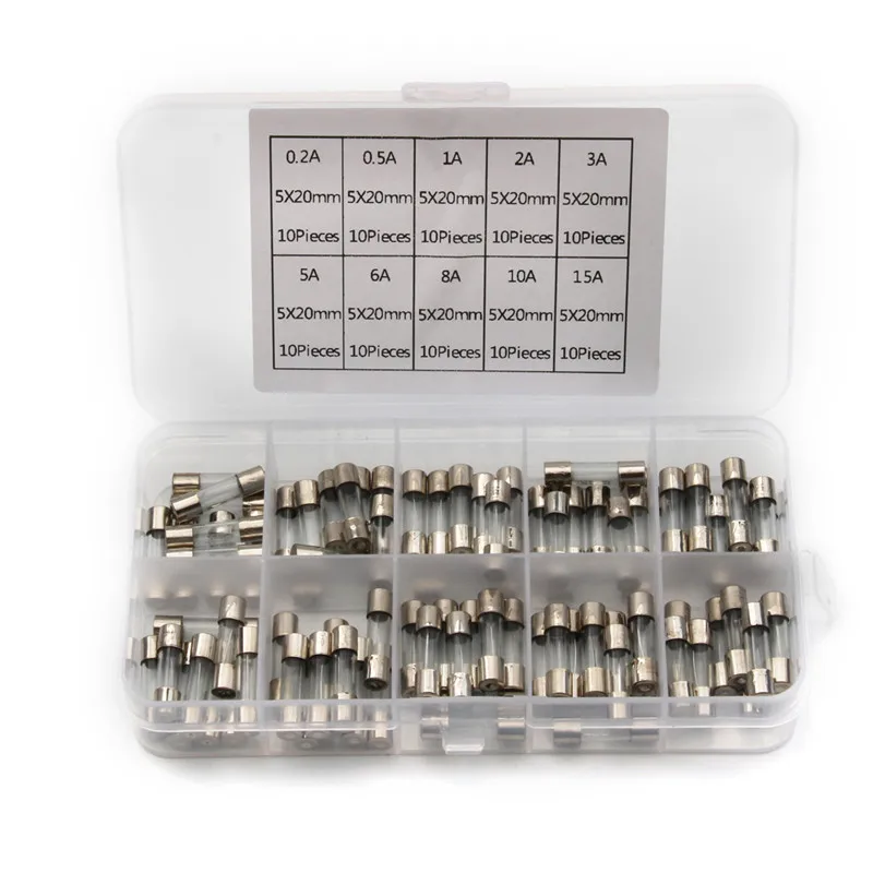 0.2A/0.5A/2A/3A/5A/6A/8A/10A/15A Electrical Fast-blow Glass Fuse Assorted Mix Quick Blow Glass Tube Fuse 100Pcs/set 5x20mm Kit
0.2A/0.5A/2A/3A/5A/6A/8A/10A/15A Electrical Fast-blow Glass Fuse Assorted Mix Quick Blow Glass Tube Fuse 100Pcs/set 5x20mm Kit